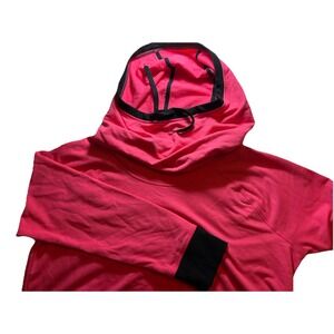 Liz Claiborne Cowl Neck‎ Hoodie XL Women's  Neon Pink with Black Pullover Pocket